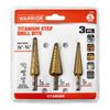 Warrior 3 Piece Titanium Nitride Coated High Speed Steel Step Drills