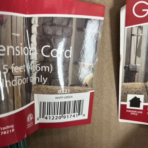 15 Foot Feet Christmas Light Extension Cord Indoor 4.6 Meter 3 Receptacles(2pk)