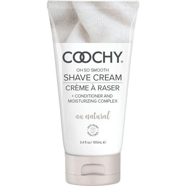 Coochy Rash-Free Shave Cream | Conditioner & Moisturizing Complex | Ideal for Sensitive Skin, Anti-Bump | Made w/Jojoba Oil, Safe to Use on Body & Face | Au Natural (Fragrance-Free) 3.4floz/100mL