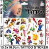 4 Sheets Super Mario Temporary Tattoo for Funs, 100+pcs Fake Waterproof Temporary Tattoo Super Marios Sticker for Boy Girl Teens Birthday Party Bags Fillers Favors Supplies Gifts Goodies Decoration