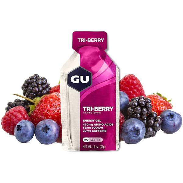 GU Energy Original Sports Nutrition Energy Gel, 24-Count, Tri-Berry