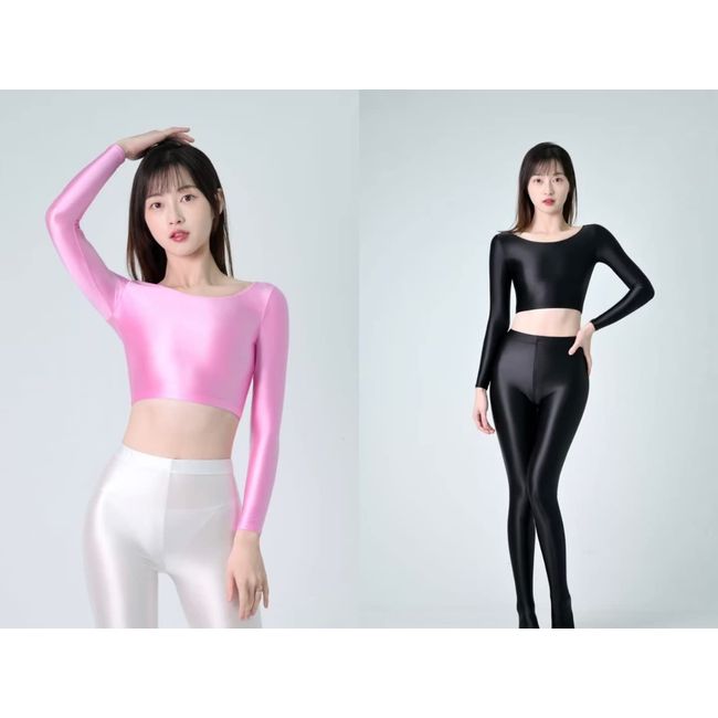 Women's ultra short low cut open navel tight long sleeve T-shirt,Tops