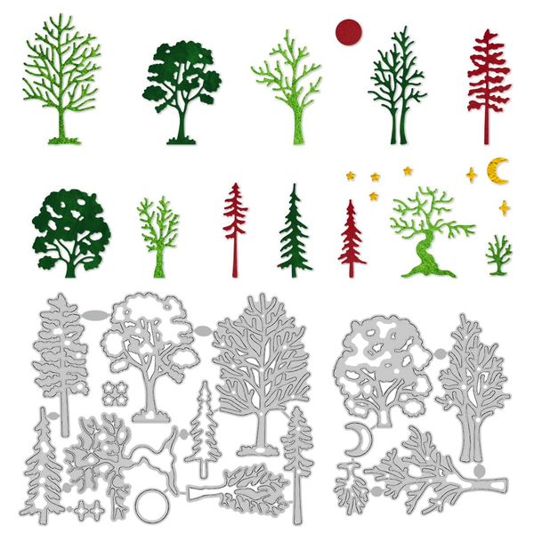 DELORIGIN Stanzformen Mit Baummotiv Wald Stanzformen Aus Karbonstahl Zum Kartenbasteln Prägen Scrapbooking Schablonen Stanzschablonen Neuheiten 2024 Für Heimwerker Basteln Alben Papier Grußkarten