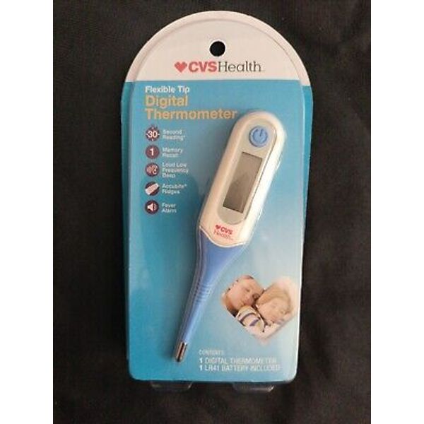 CVS HEALTH FLEXIBLE TIP DIGITAL THERMOMETER 5-SECOND READ LARGE DISPLAY