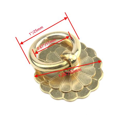 Bitray 6PCS Antique Ring Pulls Gold Tone Small Cabinet Pulls Flower Shape Closet Cupboard Door Handles