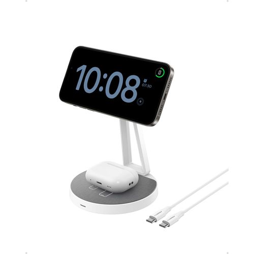 PISEN 2-in-1 Mag-Safe Charger Stand - Wireless Charger Charging Station for Multiple Devices, Magnetic Wireless Charger Fiber Surface Mag-Safe Charger Stand for iPhone 16/15/14/13/12, Samsung, AirPods