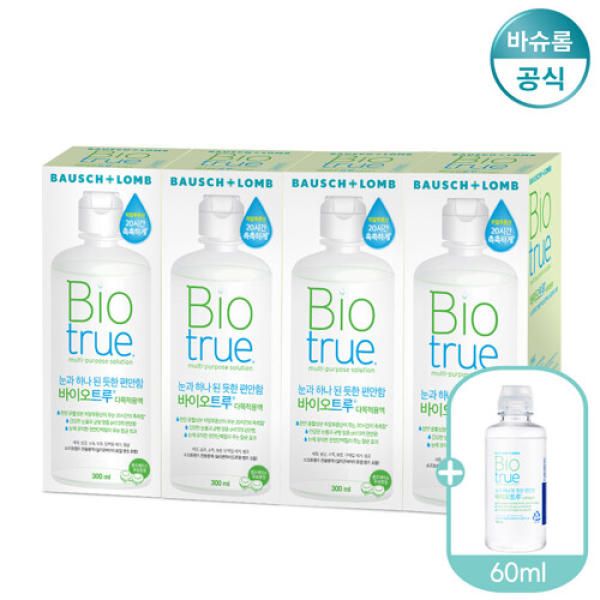 Bausch &amp; Lomb Renew Biotrue 300ml x 4 + 60ml lens cleaning solution