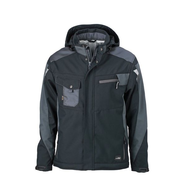 JAMES & NICHOLSON Professionelle Softshelljacke mit warmem Innenfutter (S, black/carbon)