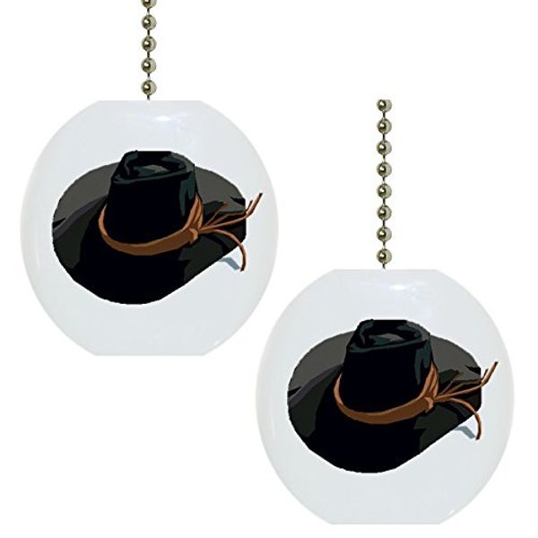 Carolina Hardware and Decor Set of 2 Cowboy Hat (NOT hat shaped) Farm Western Solid Ceramic Fan Pulls