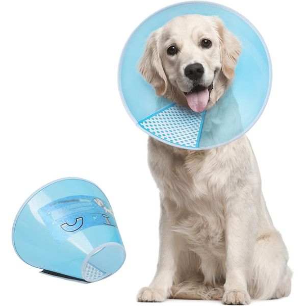 Supet Dog Cone Adjustable Recovery Collar Large 13.5-19" Anti-Bite Lick E-Collar