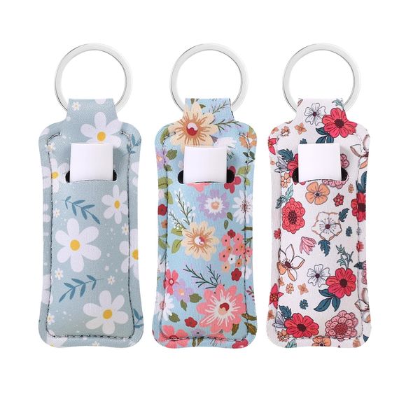 COOKOOKY Chapstick Holder Keychain Cute Lip Balm Keychain Holder with Clip Lip balm Lipstick Lip gloss Holder Keychain (Small daisy)