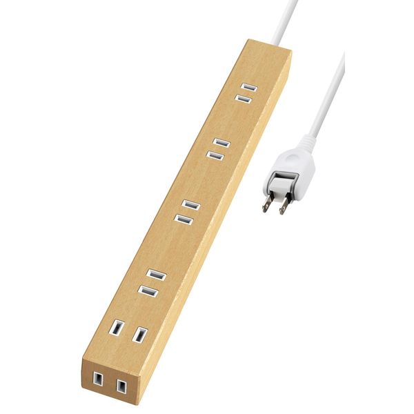 Elecom ECT-0201O Power Strip Lightning Guard, 6 Counts, Wood Grain 3.3 ft (1 m), Oak