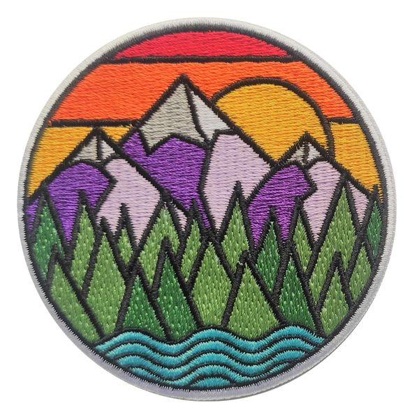 PatchClub Mountain and River Adventure Outdoor Patch, 3 in - Colorful Embroidered Cool Iron On/Sew On Patches…