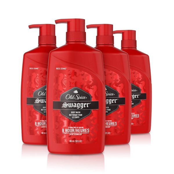 Old Spice Red Zone Swagger Scent Body Wash for Men, 30 Ounce (Pack of 4)