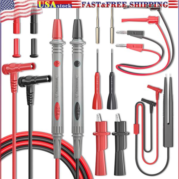 Multimeter Test Lead Kit Digital Electrical Test Probe Alligator Test Tweezer