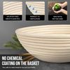 Banneton Proofing Basket Set - Walfos 23cm Round Sourdough Bread Basket, 100% Natural Rattan Bread Proofing Basket, Bread Lame, Dough Scraper, Cloth Liner, Storage Bag, Cleaning Brush & Bread Fork