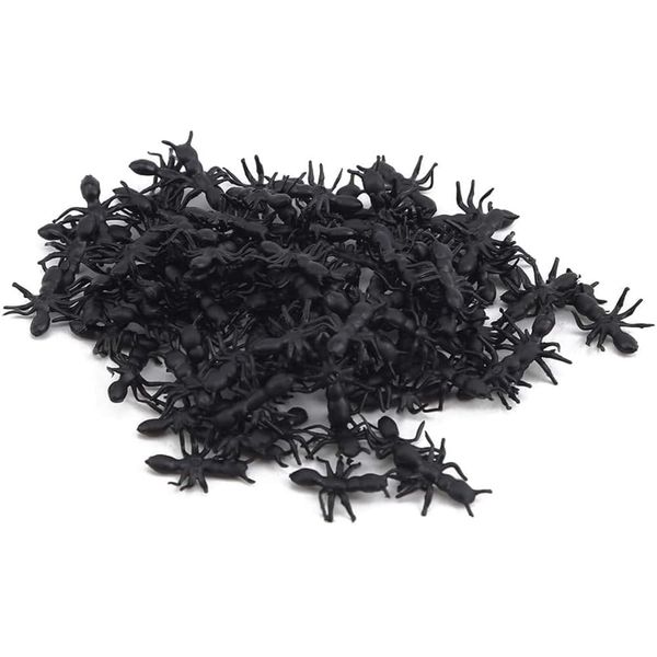 BWESOO 100Pcs Black Fake Black Ant Realistic Imitation for Halloween Prank Props Simple and Sophisticated Design Executive Desk Games