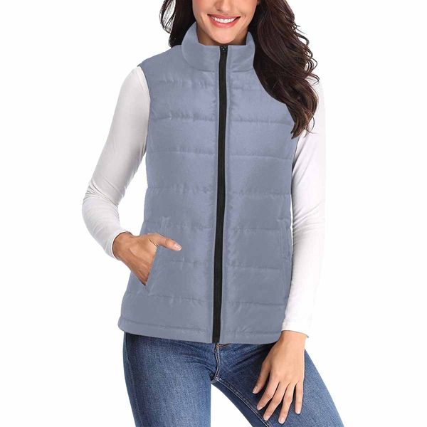 Womens Puffer Vest Jacket / Cool Gray - S