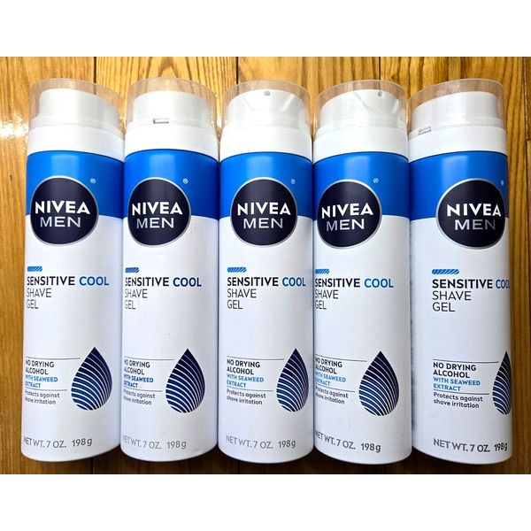5 X NIVEA MEN SENSITIVE COOLING SHAVE GEL 7oz