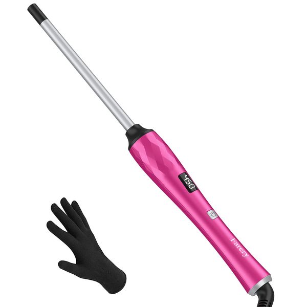 FARERY Small Curling Wand, 3/8 Inch Curling Iron for Short & Long Hair, Ceramic Small Barrel Curling Iron with Argan Oil & Keratin Infused, 30s Fast Heat Up, 12 Adjustable Temperature, Glove Included