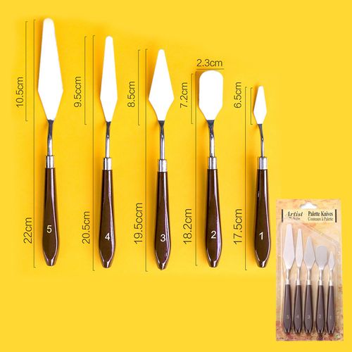 Cluoling Painting Knife Paint Spatula Oil Painting Knife Stainless Steel Painting Art Tool for Oil Painting Drawing Coloring Gift Acrylic Paint Set of 5