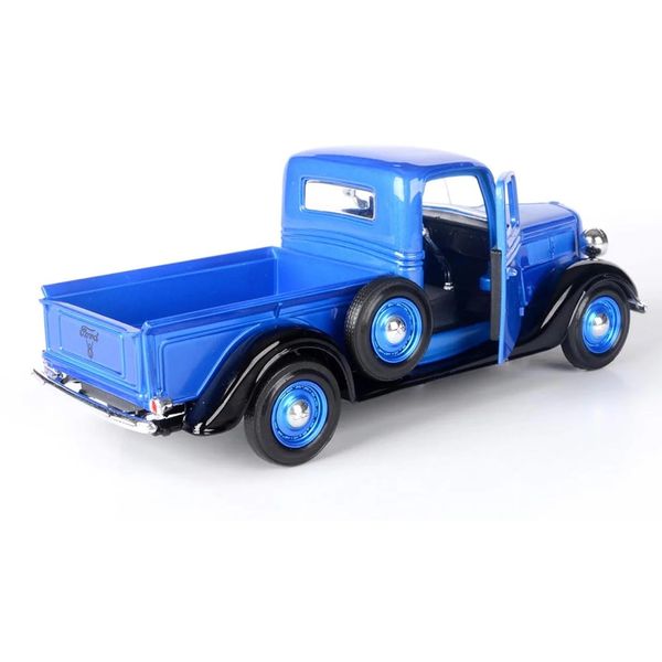 1937 Pickup Truck Blue Metallic and Black American Classics 1/24 Diecast Model Car by Motormax 73233AC-BLBK