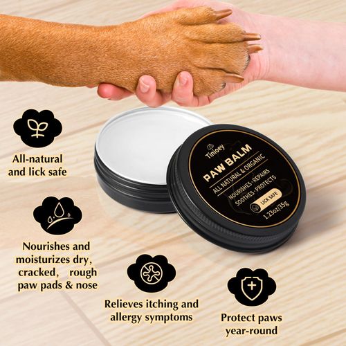 Tinioey All-Natural Lick Safe Dog Paw Balm for Dogs & Cats | 2 Pack Dog Paw Pad Balm Paw Protector, Moisturizer & Soother for Dry Cracked Paws & Noses | Snout Soother for Dogs (1.23oz*2)