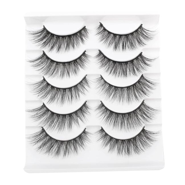 Katzenauge Künstliche Wimpern Natürlicher Look 5 Paare 3D Falsche Wimpern Leicht Cateye Lashes Wispy Strip Fake Lashes Natürliche With Flexibel Wimpernband von Parriparri…