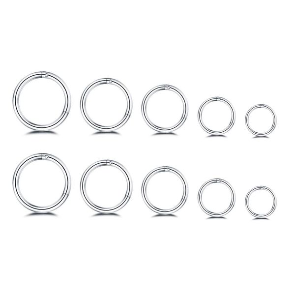 5Pairs Surgical Stainless Steel 16G Sleeper Cartilage Daith Tiny Small Hoop Earrings Mini Septum Hinged Clicker Nose Ring Helix Tragus Piercings Unisex Fashion Huggie Hoops Set 6-14MM (Silver)