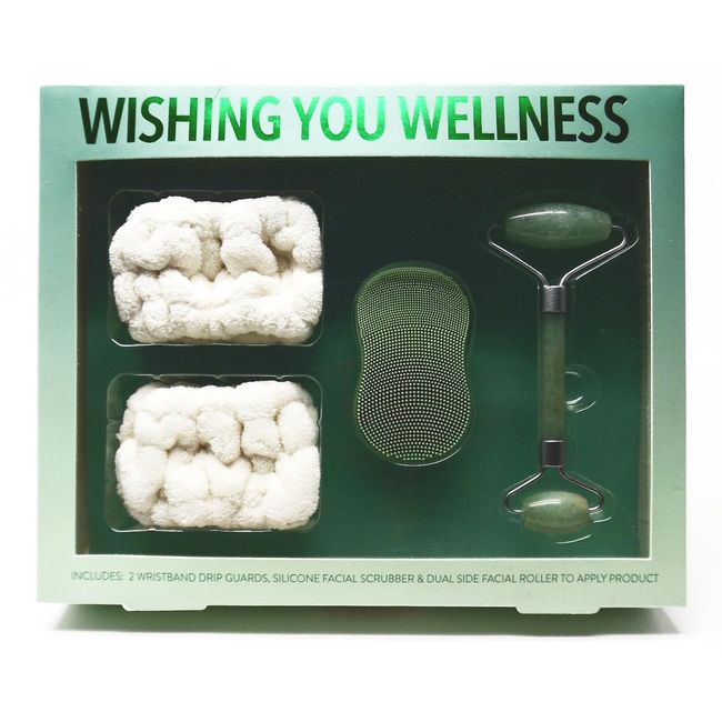 Wishing You Wellness Skincare Tool Facial Scrubber & Face Roller Gift Set - 4pc