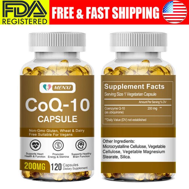 MENXI 120Caps CoQ10 Coenzyme Q10 Vegan Capsules Energy Support & Heart Health US