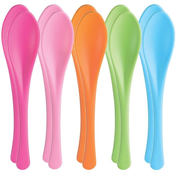 Nagao Heat Resistant Plastic Soft Spoon Set of 10 Colorful Dishwasher Safe Made in Japan