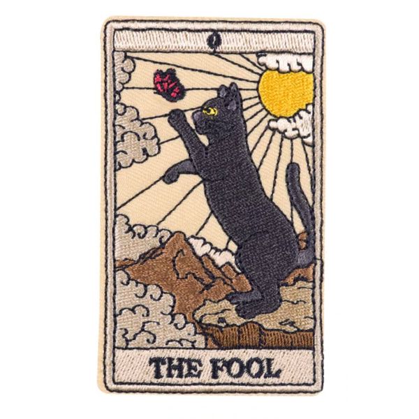 The Fool Cat Tarot Card Fortune Telling 3.6" Iron On Embroidered Thermoadhesive Patch for Clothing