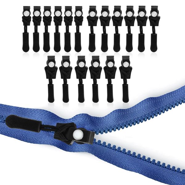 18PCS Zipper Repair Kit 3 Sizes Zipper Puller Replacement Removable Zipper Puller Spare Instant Zip Fixer Universal Extension & Fixing Replacement Slider for Luggage Backpacks Jackets Jeans No Tools