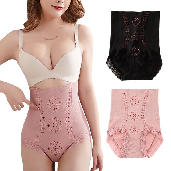 LIUXU High Waist Hip Lifting Triangle Panties, Girdle Shorts, High Waisted Shapewear Pants, Tightening, Deep, Beautiful Butt Shorts, Butt Lift, Antibacterial, Deodorizing, High Elasticity, Women's Shorts, pink/black