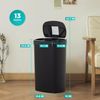 13 Gallon Waterproof Trash Can Kitchen Touch Free Automatic Garbage Can Black