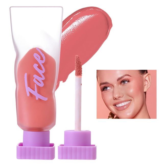 Prreal Cream Blush Makeup, Soft Liquid Blush for Cheeks, Velvet Natural Glossy Blush, Long-Lasting Waterproof Cheek Tint Blush, Moisturizing Face Cheek Tint Stick Tint Blush(02)