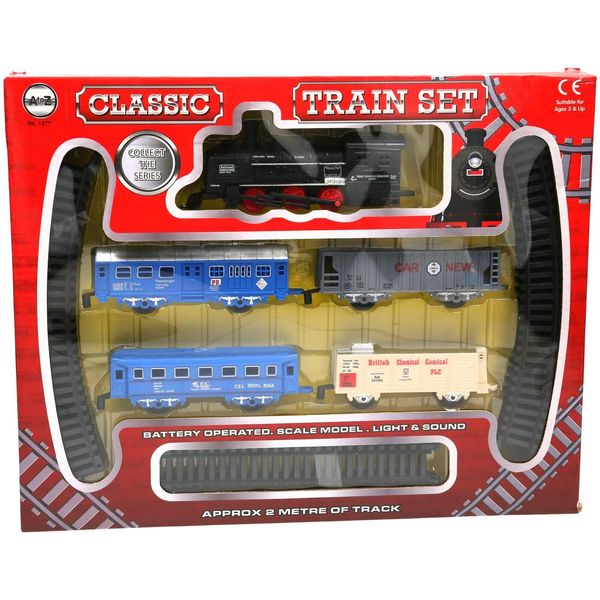 Traditional Train Set With Light & Sound Classic Battery Operated AtoZ Kids Gift