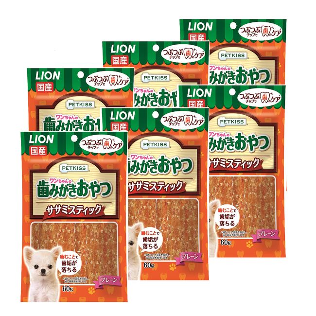 Lion Petkiss Dog Toothpaste Treats, Sasamistic, Plain, 2.1 oz (60 g) x 6 Packs (Bulk Purchase)