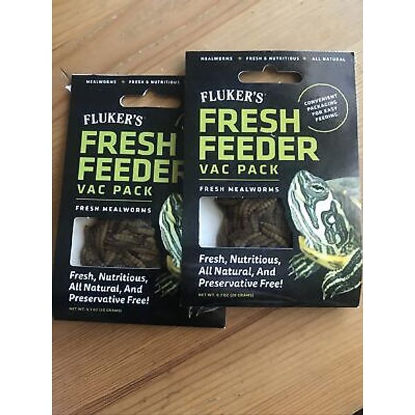 Fluker's Fresh Feeder Vac Pack Reptile Food Mealworms 0.7oz 2 PAC Sealed