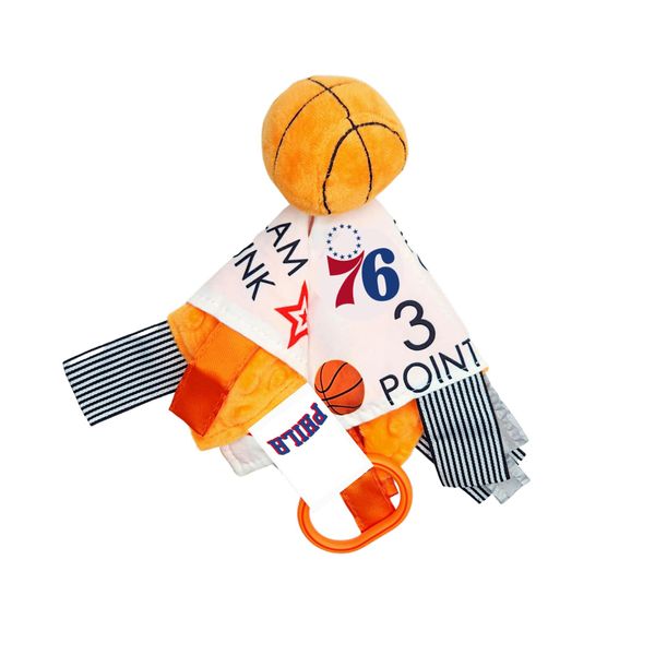 The Learning Lovey Philadelphia 76ers Baby Tag Toy - NBA Basketball - Baby Sensory Crinkle Toys - Soft & Safe - Ideal Baby Stroller Toy - BPA Free w/Stroller Clip