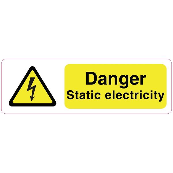 DANGER STATIC ELECTRICITY Sign Sticker Vinyl Health and safety 300mm x 100mm