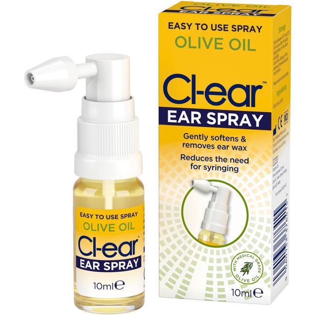 Cl-ear Olive Oil Ear Spray. Ear Wax Removal. Easy to Use Spray. A Natural and Gentle Way to Treat Problem Ear Wax. Formulated with Medicinal Grade Natural Olive Oil.10ml Spray