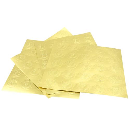 POFET Pack of 100 Gold Wax Seal Self-Adhesive Stickers, Embossed Heart Envelope Sealing Stickers for Invitation Greeting Card Decoration