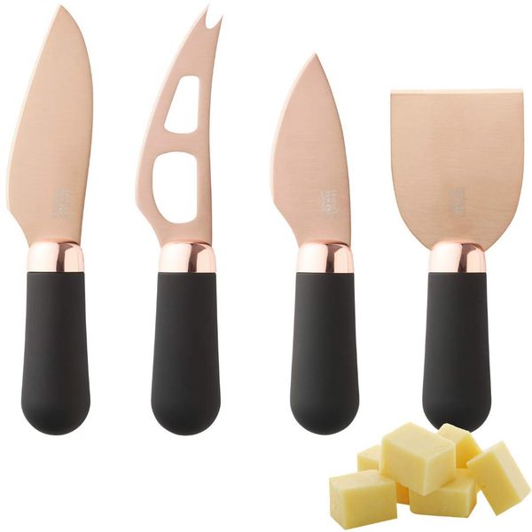 Taylor's Eye Witness Brooklyn Rose Gold Four Piece Cheese Knife Set - Hard Plated Blades and Soft Grip Handles for Easy Control & Comfort. No Quibble 2 Year Guarantee. Great Knives.