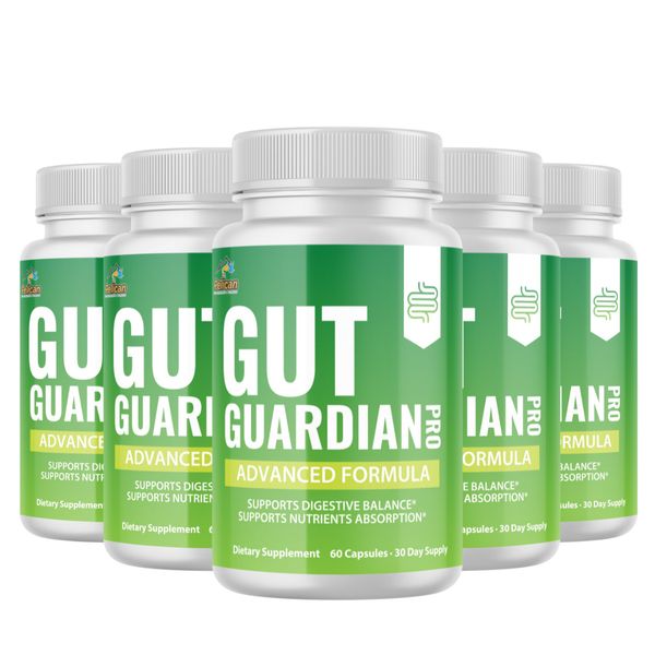 Gut GUARDIAN PRO- Digestive Support- 5 Bottles- 300 Capsules