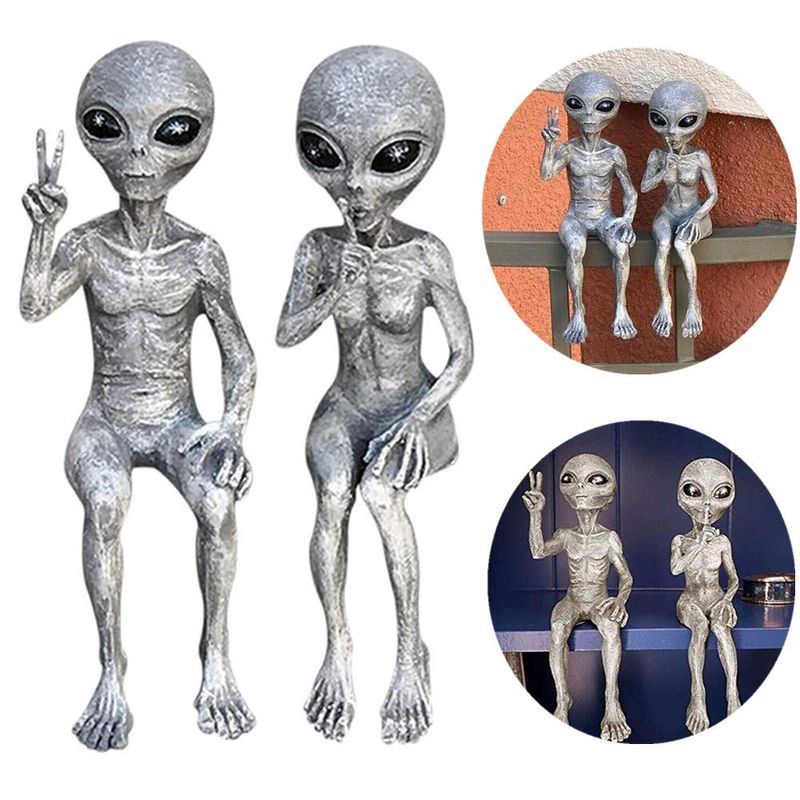 AIITLLYNA Alien Statue,2pcs Outer Space Alien Garden Statue,Resin Alien ...
