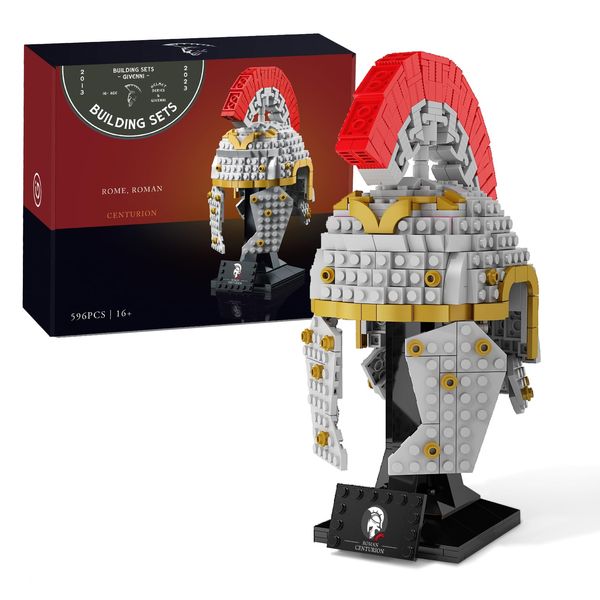 Givenni Roman Centurion Helmet Building Set, Compatible with Lego, STEM Gift Toy for Boys Kids 8-14, Display Model Kit for Adults to Build, Gift Idea, Collectible Home Decor Model, (596PCS)