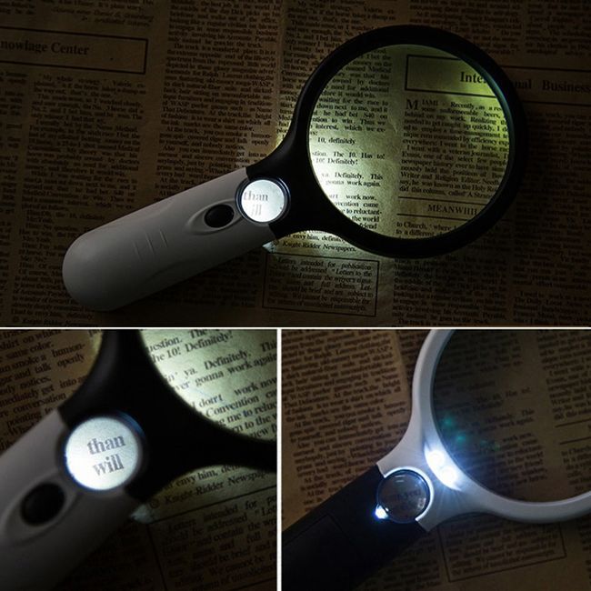 3 LED Light 45X Handheld Magnifier Reading Magnifying Glass Lens Jewelry  Loupe