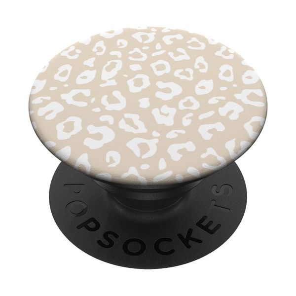 PopSockets Chic Neutral Beige & White Leopard Animal Print Pattern PopSockets PopGrip: Swappable Grip for Phones & Tablets